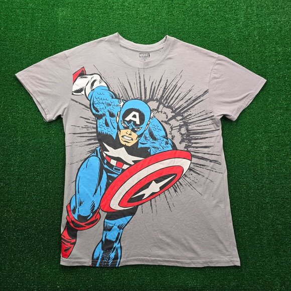 Marvel Captain America Tshirt Mens Medium Gray Short Sleeve Graphic Print - Picture 1 of 7